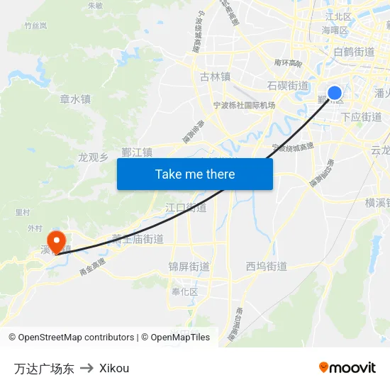 万达广场东 to Xikou map
