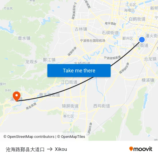 Canghai Road Yinxian Avenue Junction to Xikou map
