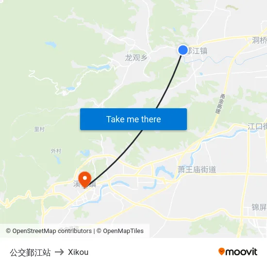 公交鄞江站 to Xikou map