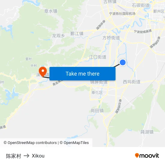 陈家村 to Xikou map