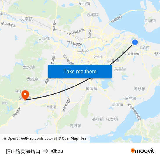 Hengshan Road Huanghai Intersection to Xikou map