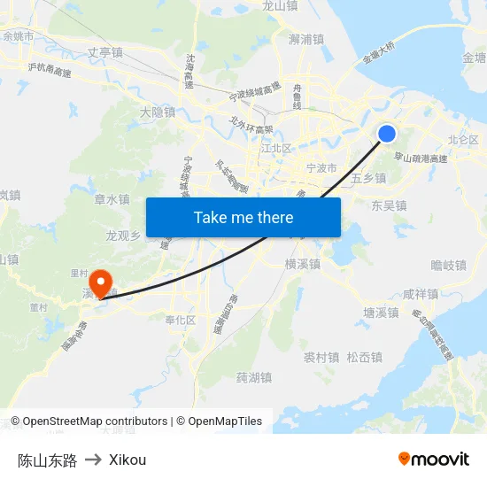 陈山东路 to Xikou map