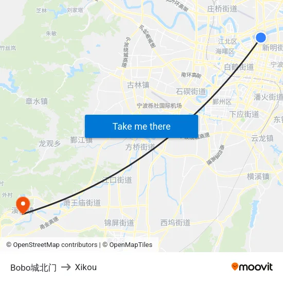 Bobo North Gate to Xikou map