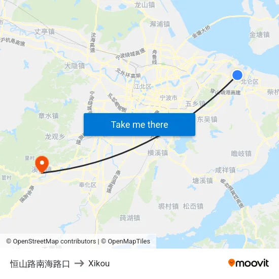 Hengshan Road & Nanhai Road Intersection to Xikou map