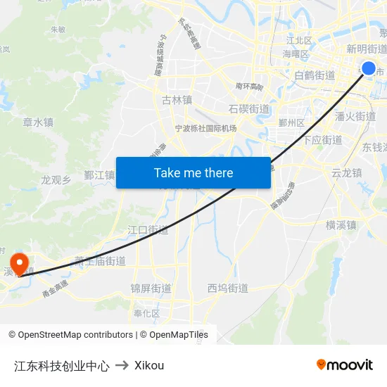 江东科技创业中心 to Xikou map