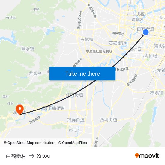 白鹤新村 to Xikou map