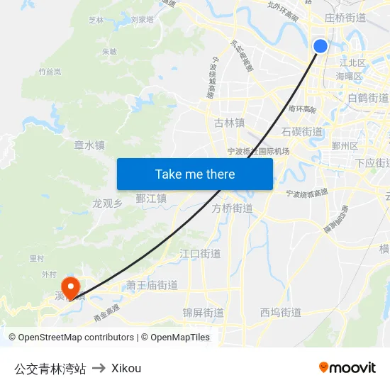 公交青林湾站 to Xikou map