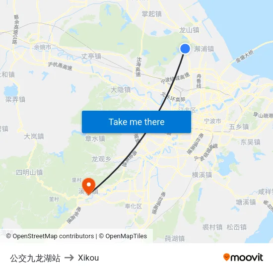 Public Transit Jiulong Lake Station to Xikou map