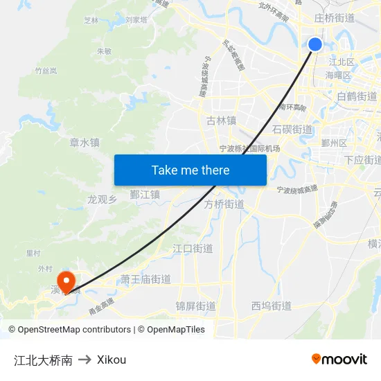 江北大桥南 to Xikou map