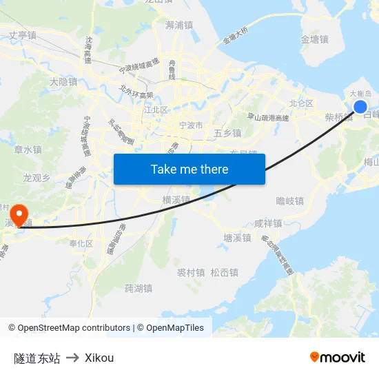 隧道东站 to Xikou map