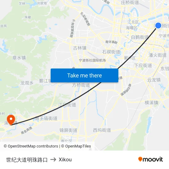 世纪大道明珠路口 to Xikou map