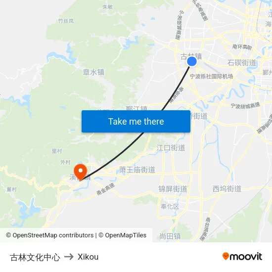 Gulin Cultural Center to Xikou map