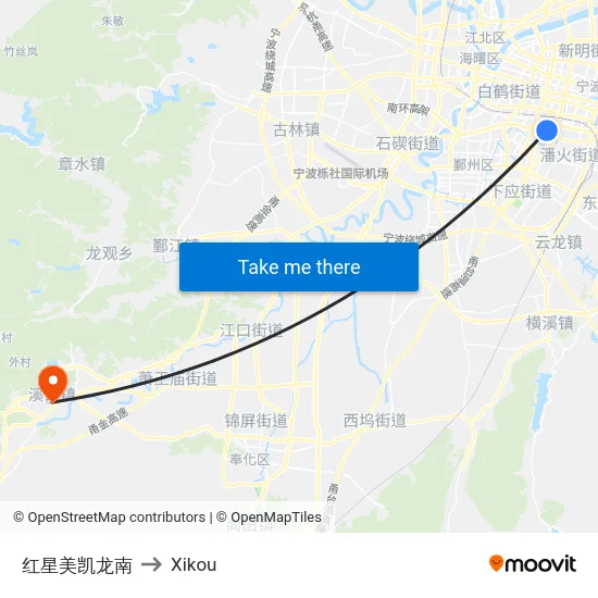 红星美凯龙南 to Xikou map