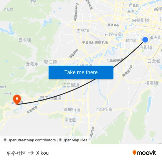 东裕社区 to Xikou map