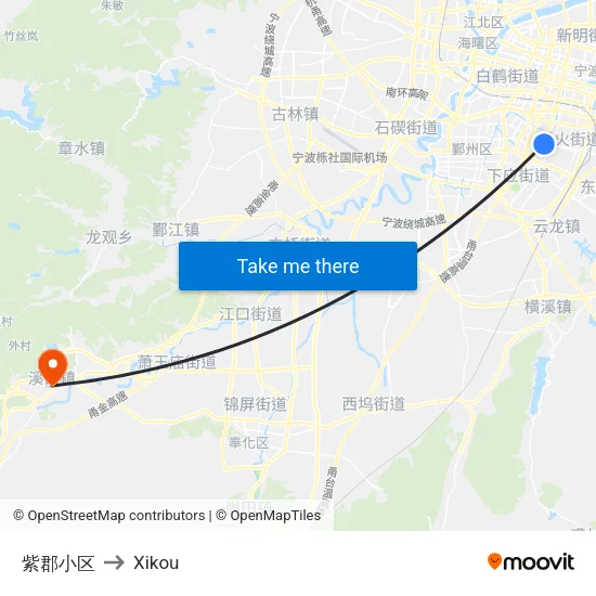 紫郡小区 to Xikou map