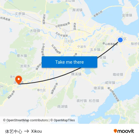 体艺中心 to Xikou map