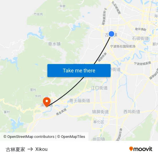 古林夏家 to Xikou map