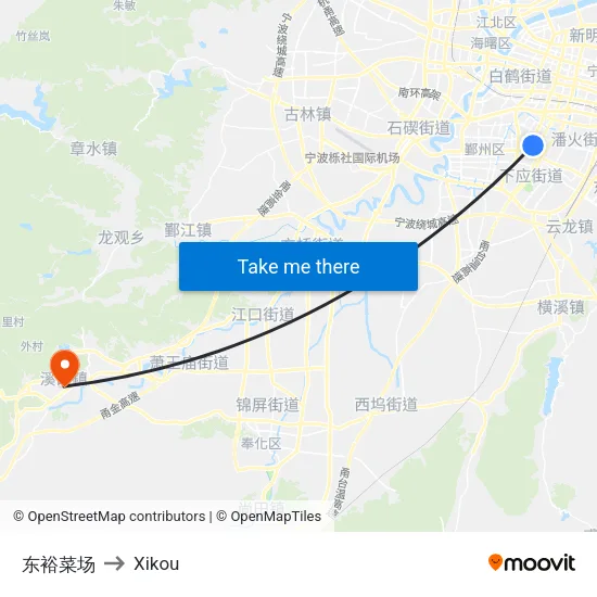 Dongyu Market to Xikou map