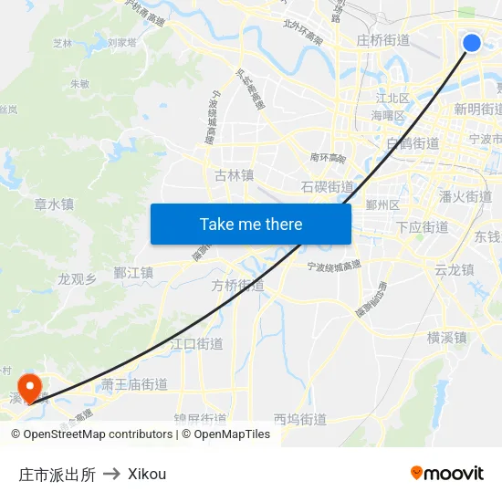 Zhuangshi Police Station to Xikou map