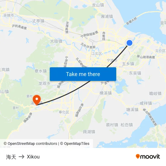 海天 to Xikou map