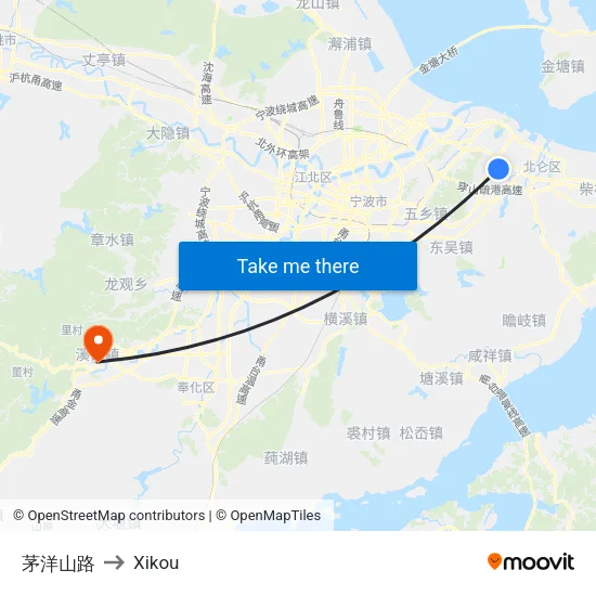 茅洋山路 to Xikou map