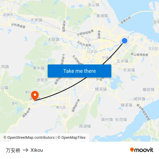 万安桥 to Xikou map