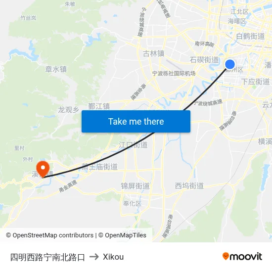四明西路宁南北路口 to Xikou map