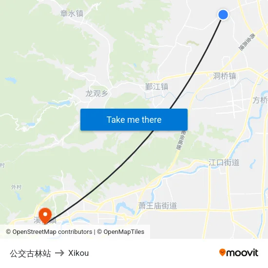 公交古林站 to Xikou map