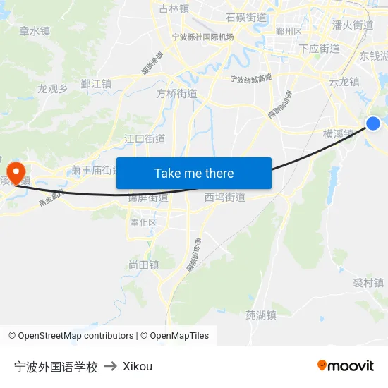 Ningbo Foreign Language School to Xikou map