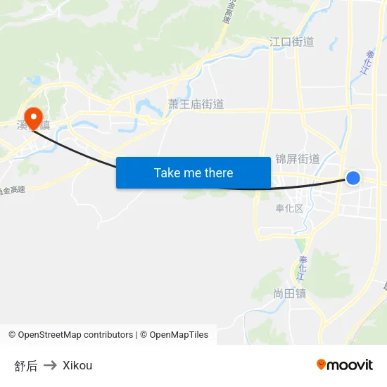 舒后 to Xikou map