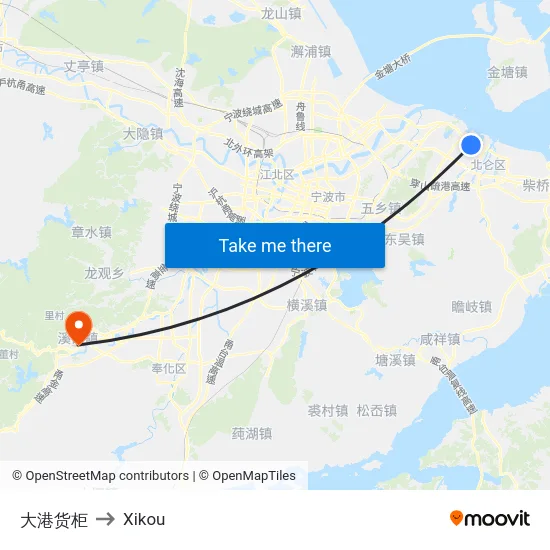 大港货柜 to Xikou map