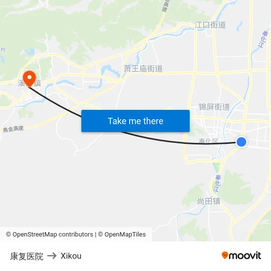康复医院 to Xikou map