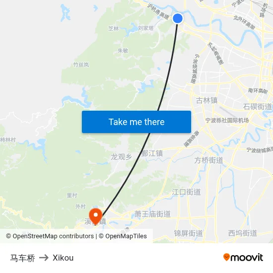 马车桥 to Xikou map