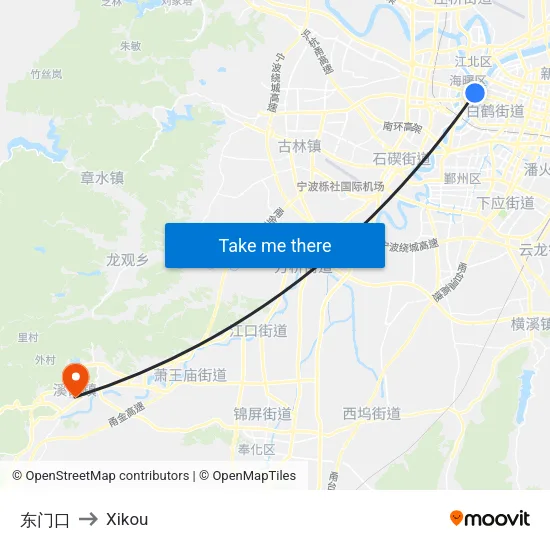东门口 to Xikou map
