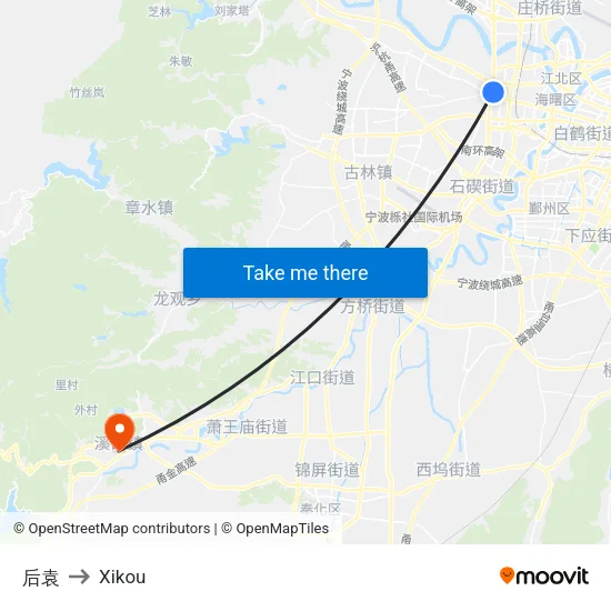 后袁 to Xikou map