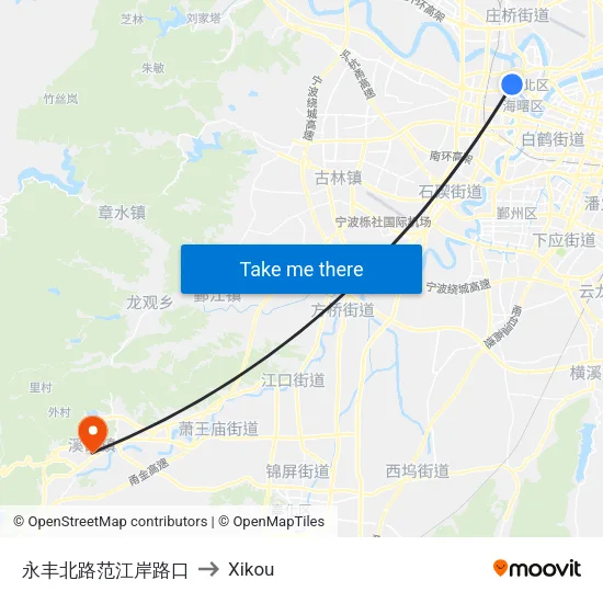 永丰北路范江岸路口 to Xikou map
