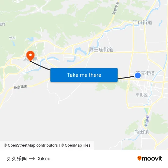 久久乐园 to Xikou map