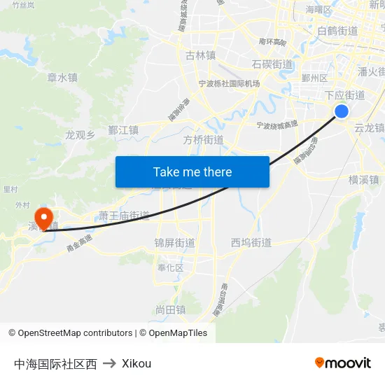 中海国际社区西 to Xikou map