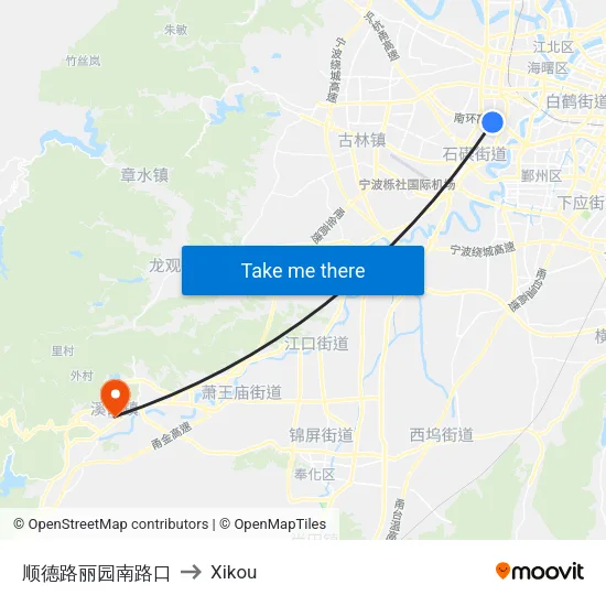 顺德路丽园南路口 to Xikou map