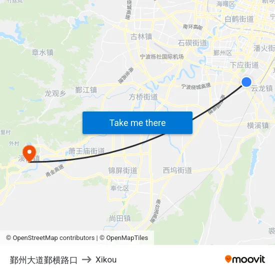 鄞州大道鄞横路口 to Xikou map