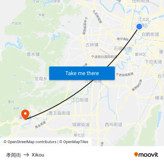 孝闻街 to Xikou map