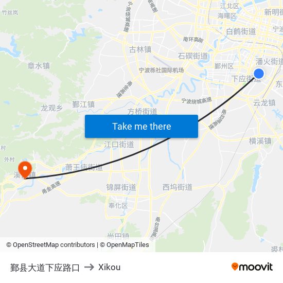 鄞县大道下应路口 to Xikou map