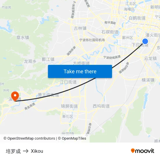 培罗成 to Xikou map