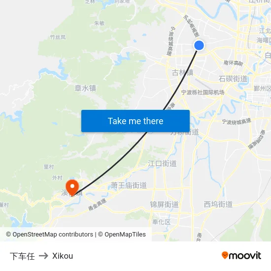 下车任 to Xikou map