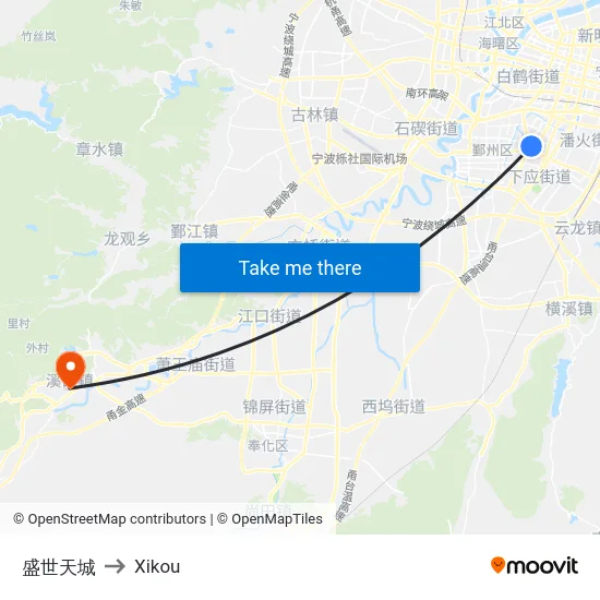 盛世天城 to Xikou map