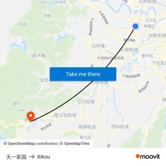 天一家园 to Xikou map