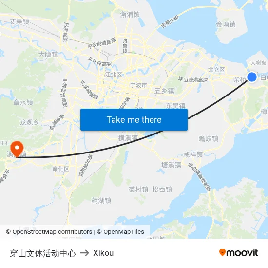 穿山文体活动中心 to Xikou map