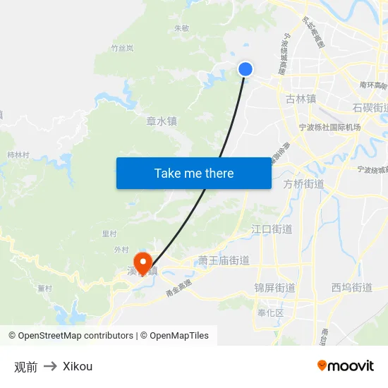 观前 to Xikou map