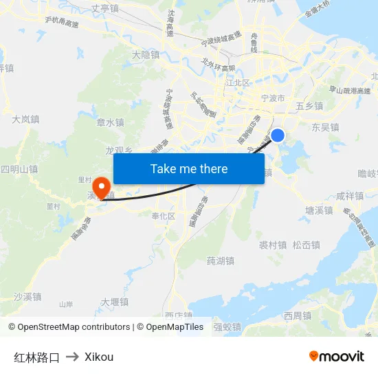 红林路口 to Xikou map