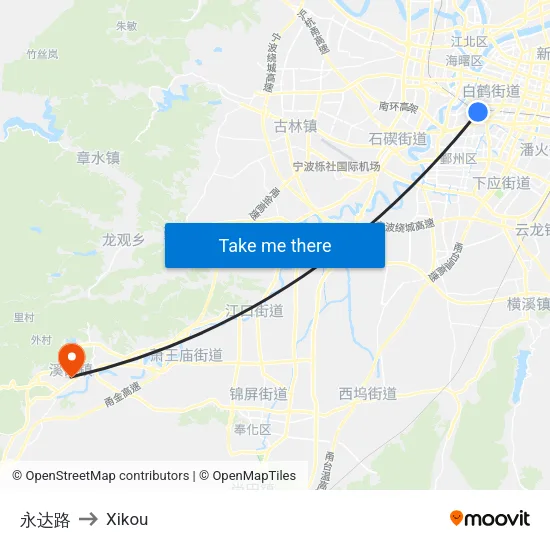Yongda Road to Xikou map